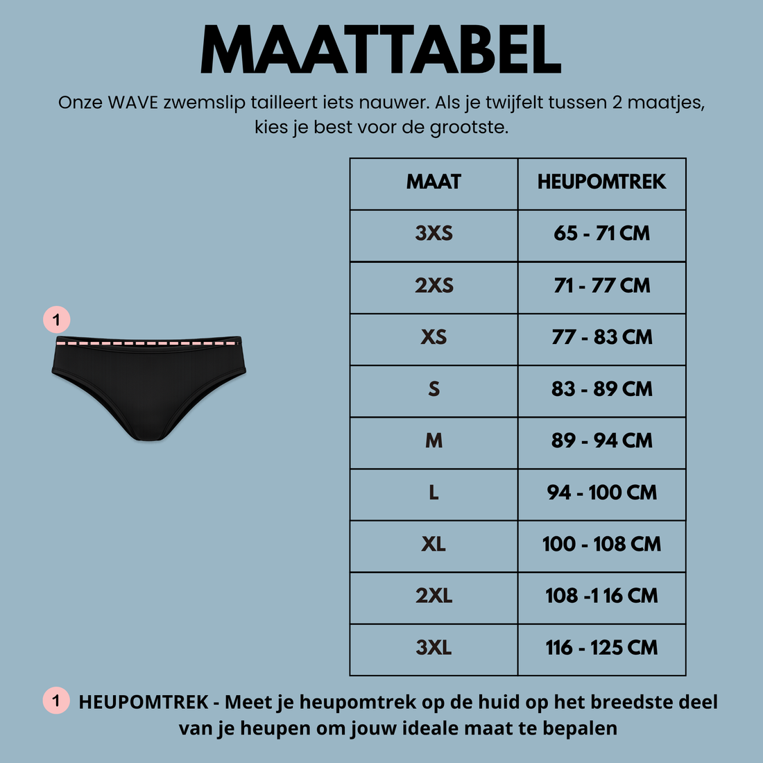 WAVE menstruatie zwemslip lage taille